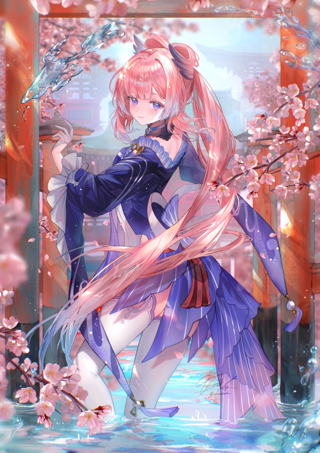 yande.re 1174021 sample genshin_impact sangonomiya_kokomi thighhighs ullv wet.jpg