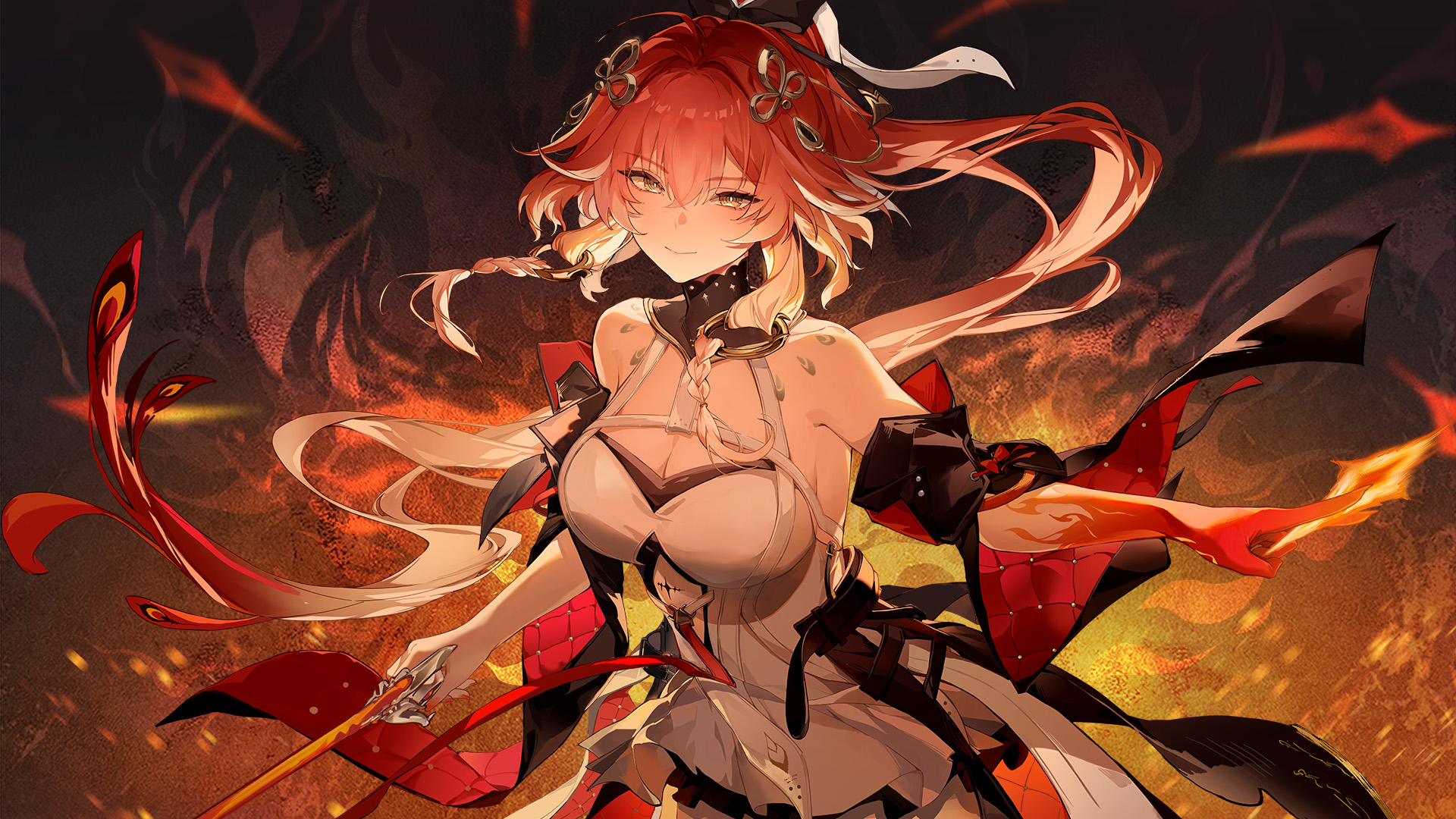 yande.re 1189455 asian_clothes changli cleavage sword tagme tattoo wallpaper wuthering_waves.jpg